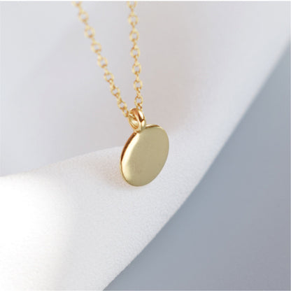 Sterling Silver Disc Necklace with Pebble Finish and Gold Plated Chain - sugarkittenlondon