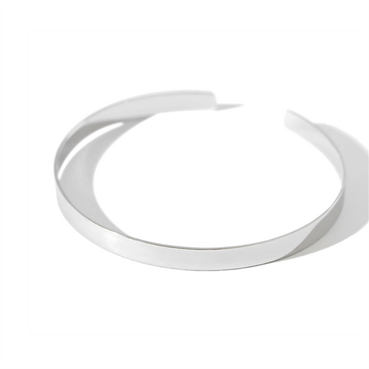 925 Sterling Silver Cuff Bangle Bracelet - 5mm Band, Plain Shiny, Full UK Hallmark