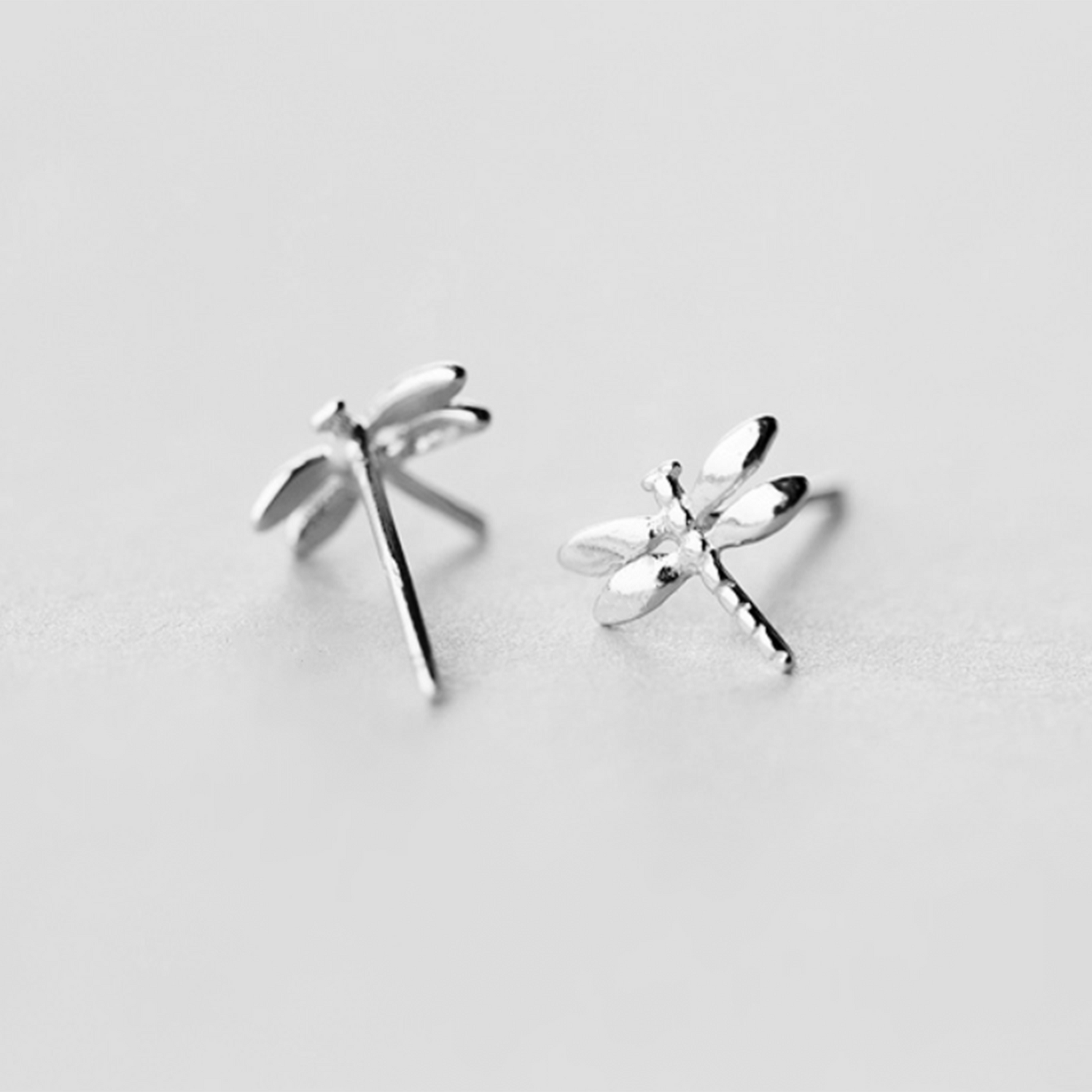 925 Sterling Silver Dragonfly Stud Earrings with Polished Finish - sugarkittenlondon