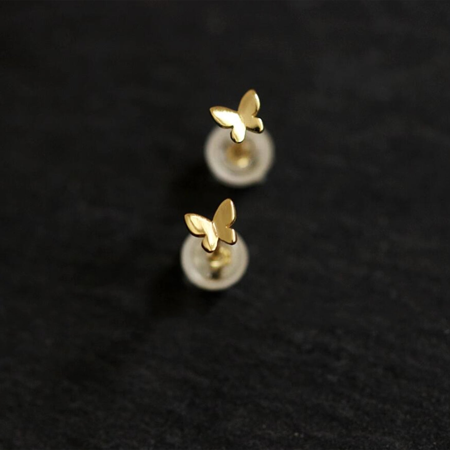 Sterling Silver Mini Butterfly Stud Earrings 2 Tones