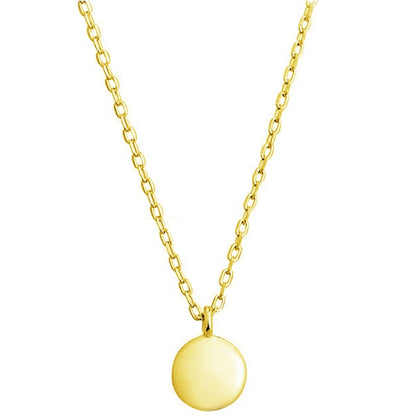 Sterling Silver Disc Necklace with Pebble Finish and Gold Plated Chain - sugarkittenlondon