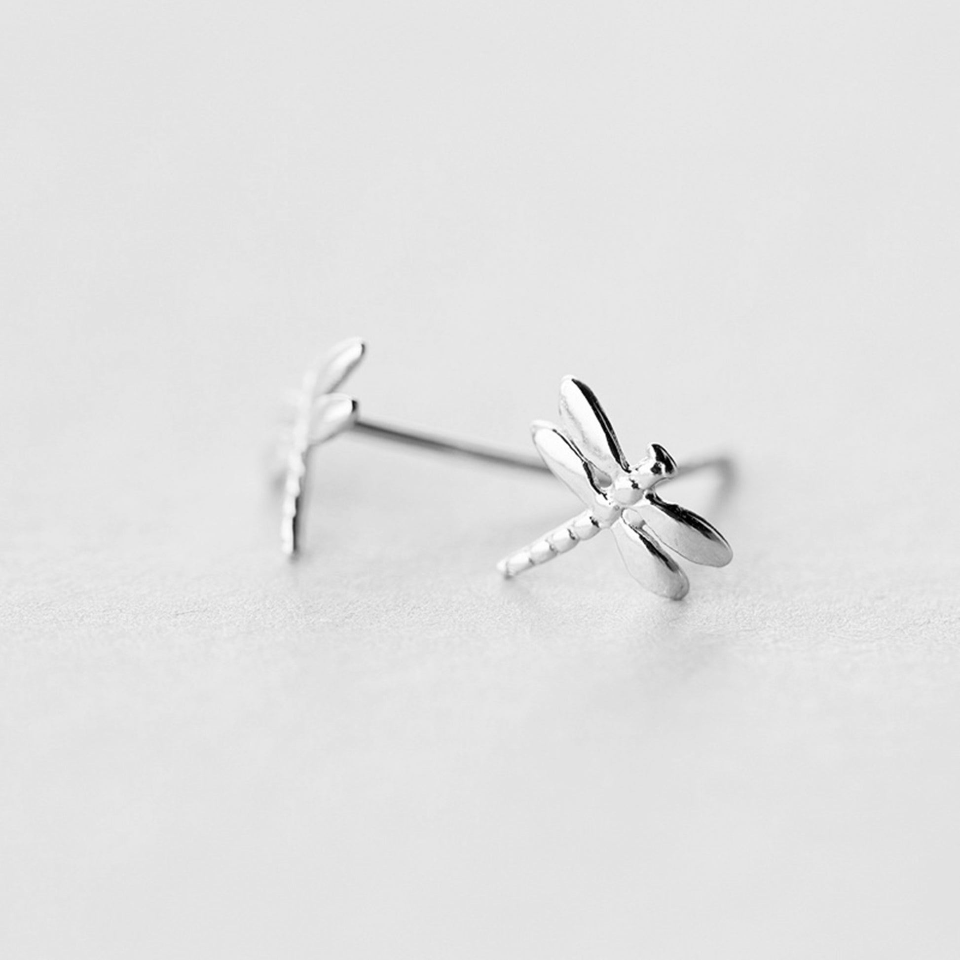 925 Sterling Silver Dragonfly Stud Earrings with Polished Finish - sugarkittenlondon