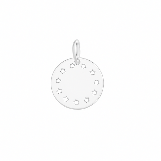 Sterling Silver Shiny Dome Disc Dot Circle Star Hollow-out Round Charm Pendant