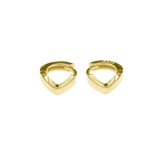 Gold huggie hoop earrings with wishbone-style cutout, plain finish