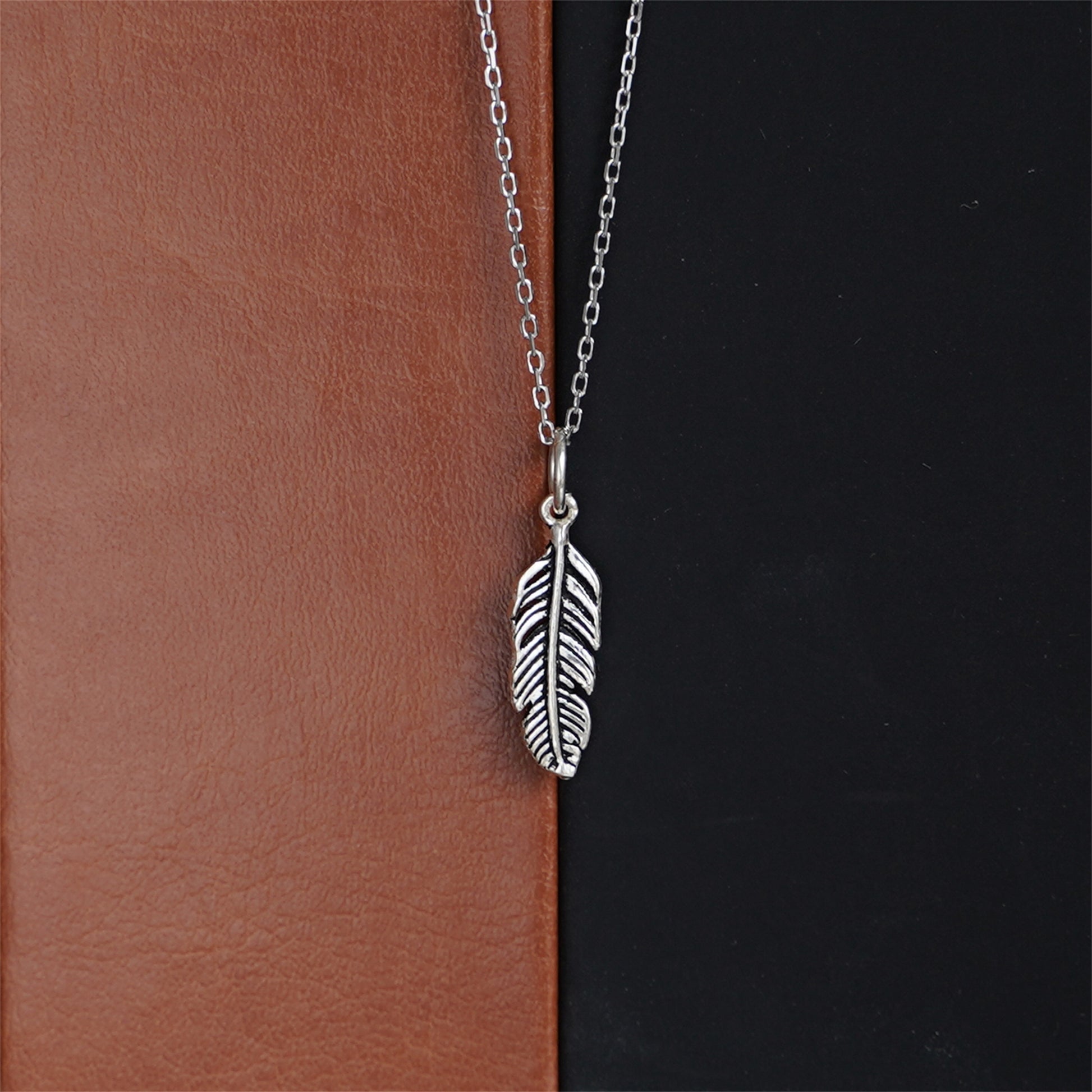 925 Sterling Silver Leaf Pendant with Feather and Angel Wing Charms - sugarkittenlondon