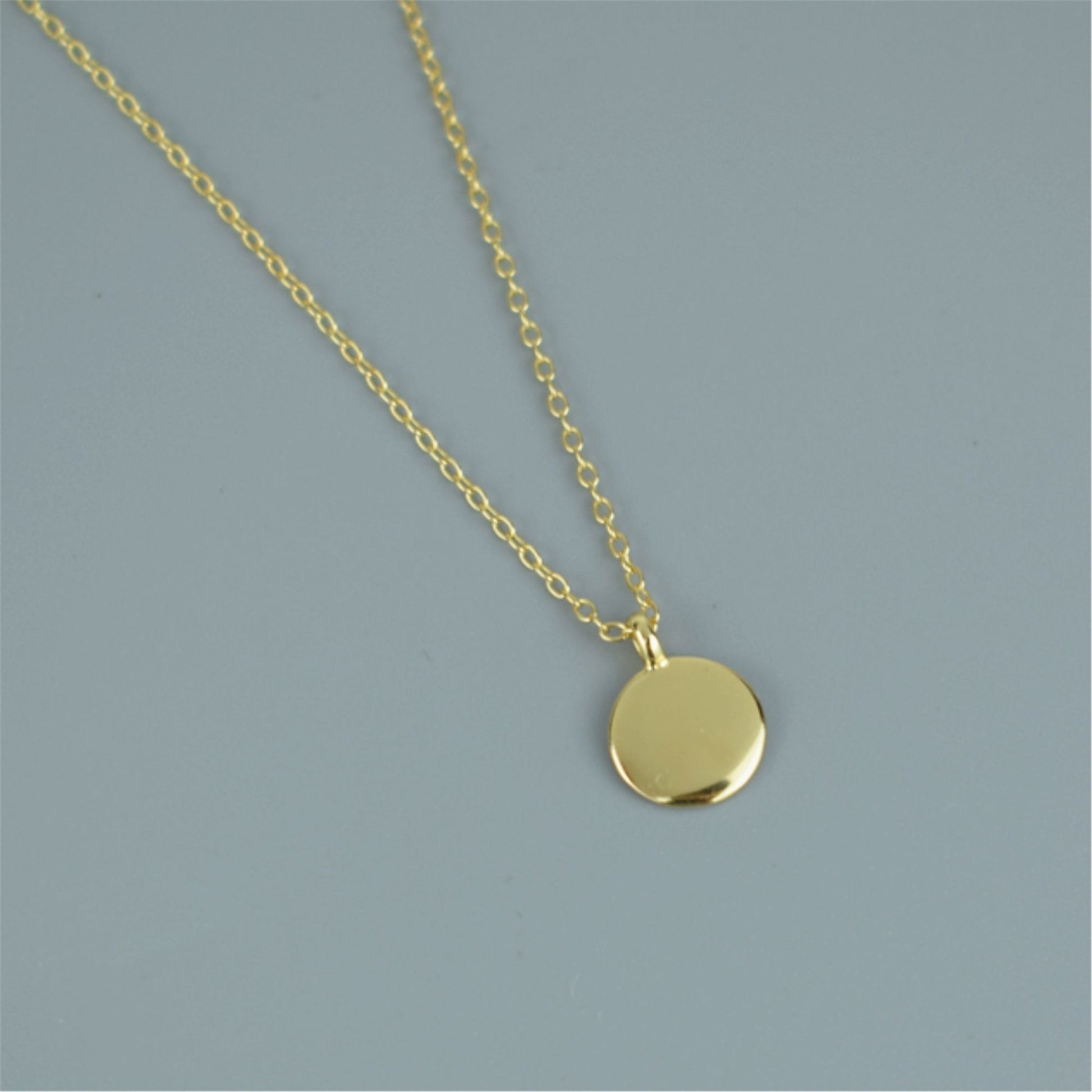 Sterling Silver Disc Necklace with Pebble Finish and Gold Plated Chain - sugarkittenlondon