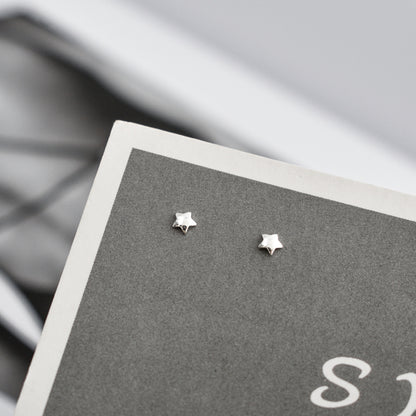 Sterling Silver Mini Shine Bright Puffy Star Piercing Stud Earrings - sugarkittenlondon