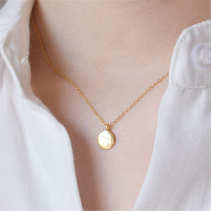 Sterling Silver Disc Necklace with Pebble Finish and Gold Plated Chain - sugarkittenlondon