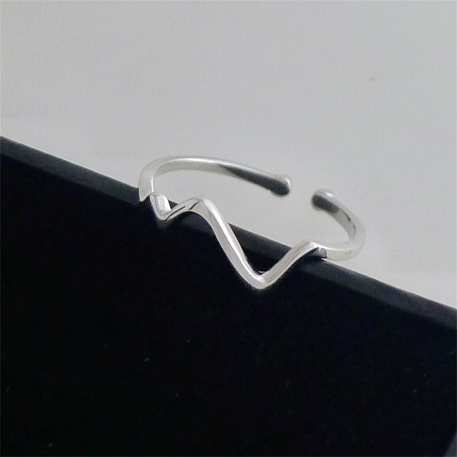 Sterling Silver Heartbeat Adjustable Ring with Beaded Ends - sugarkittenlondon