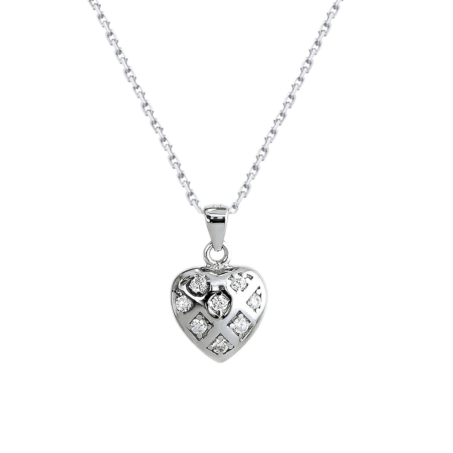 Sterling Silver Heart Necklace with Cubic Zirconia - A Gift for Her - sugarkittenlondon