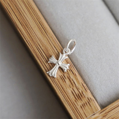 Sterling Silver Fleur De Lis Cross Charm Pendant 10*15mm 7*7mm