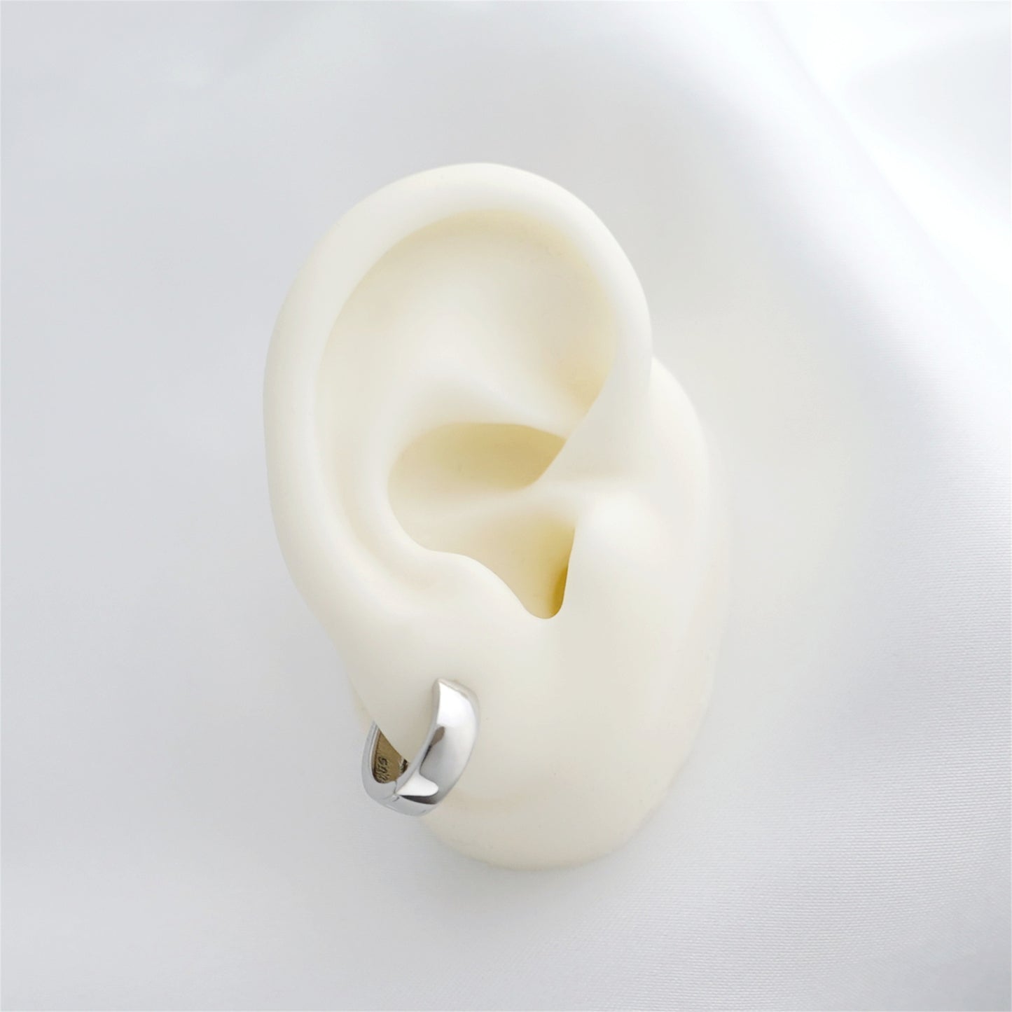Sterling Silver 4.5mm Width Sleeper Earrings 2 Tones 10mm Hoop