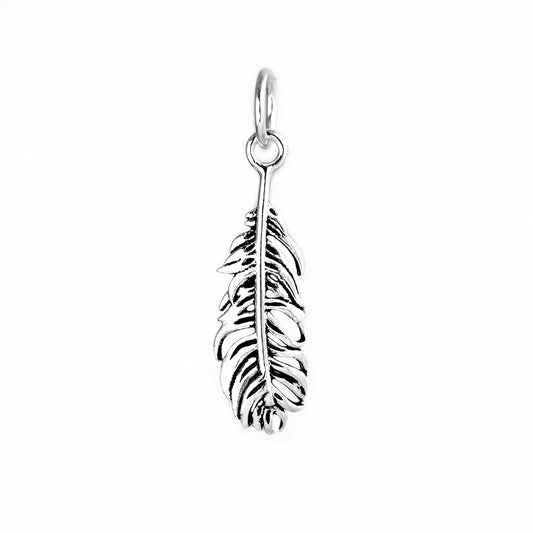 Sterling Silver Feather Leaf Charm Pendant for necklace & earrings - sugarkittenlondon