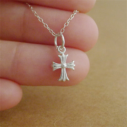 Sterling Silver Fleur De Lis Cross Charm Pendant 10*15mm 7*7mm