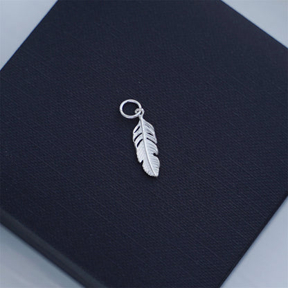 925 Sterling Silver Leaf Pendant with Feather and Angel Wing Charms - sugarkittenlondon