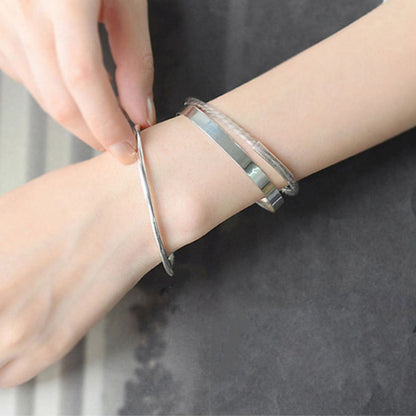925 Sterling Silver Cuff Bangle Bracelet - 5mm Band, Plain Shiny, Full UK Hallmark