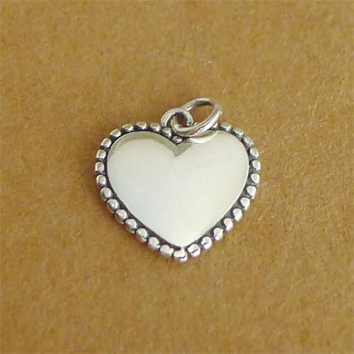 Sterling Silver 11mm Shiny Beaded Edge Charm Cross / Heart / Circle Pendant