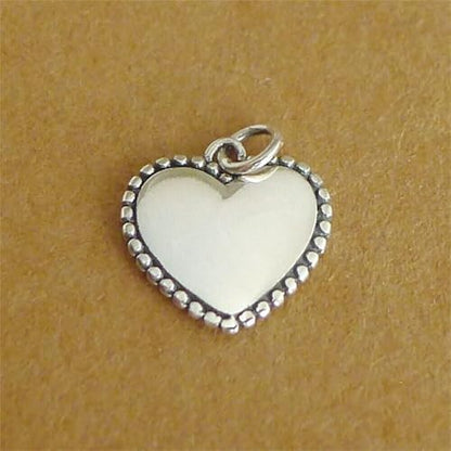 Sterling Silver 11mm Shiny Beaded Edge Charm Cross / Heart / Circle Pendant