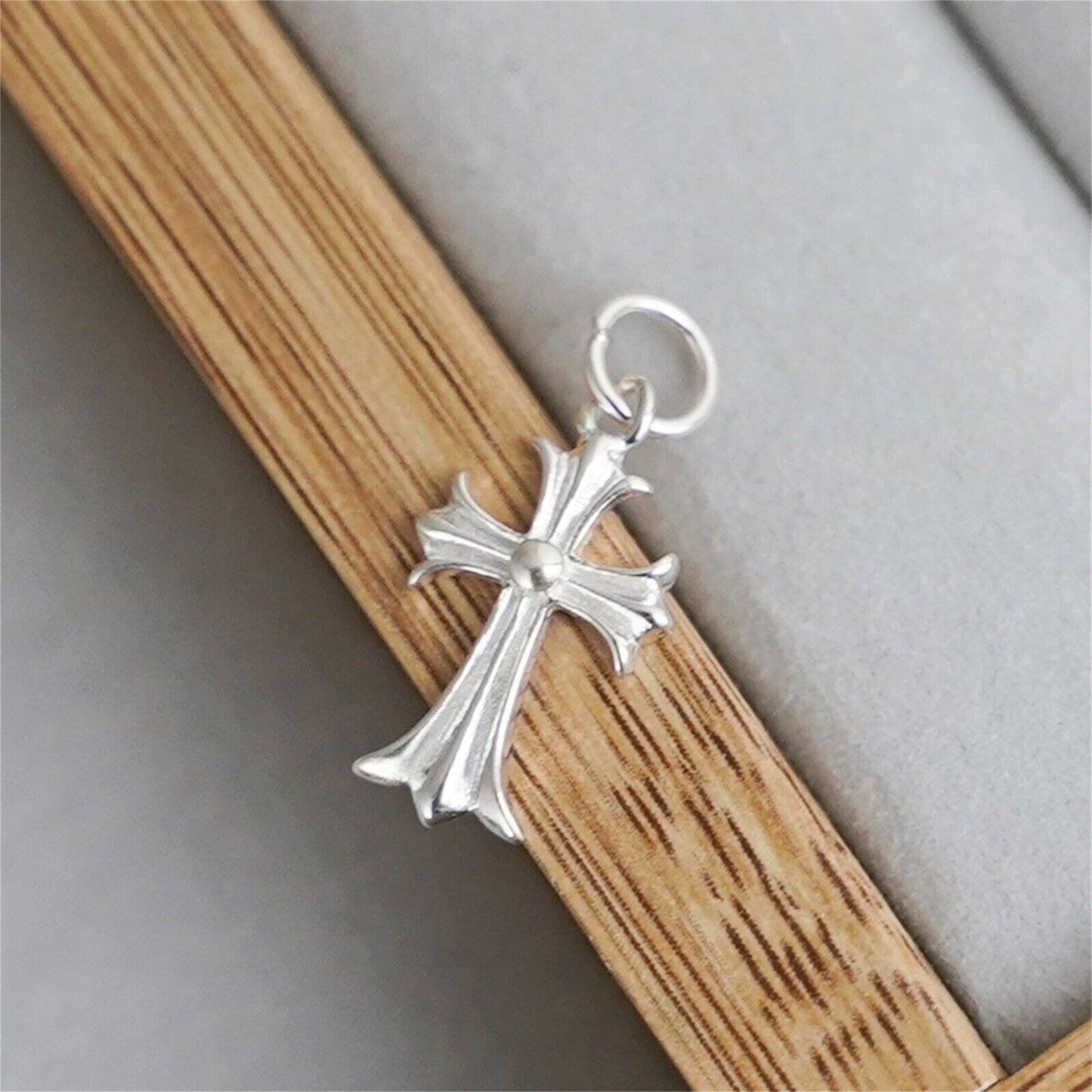 Sterling Silver Fleur De Lis Cross Charm Pendant 10*15mm 7*7mm