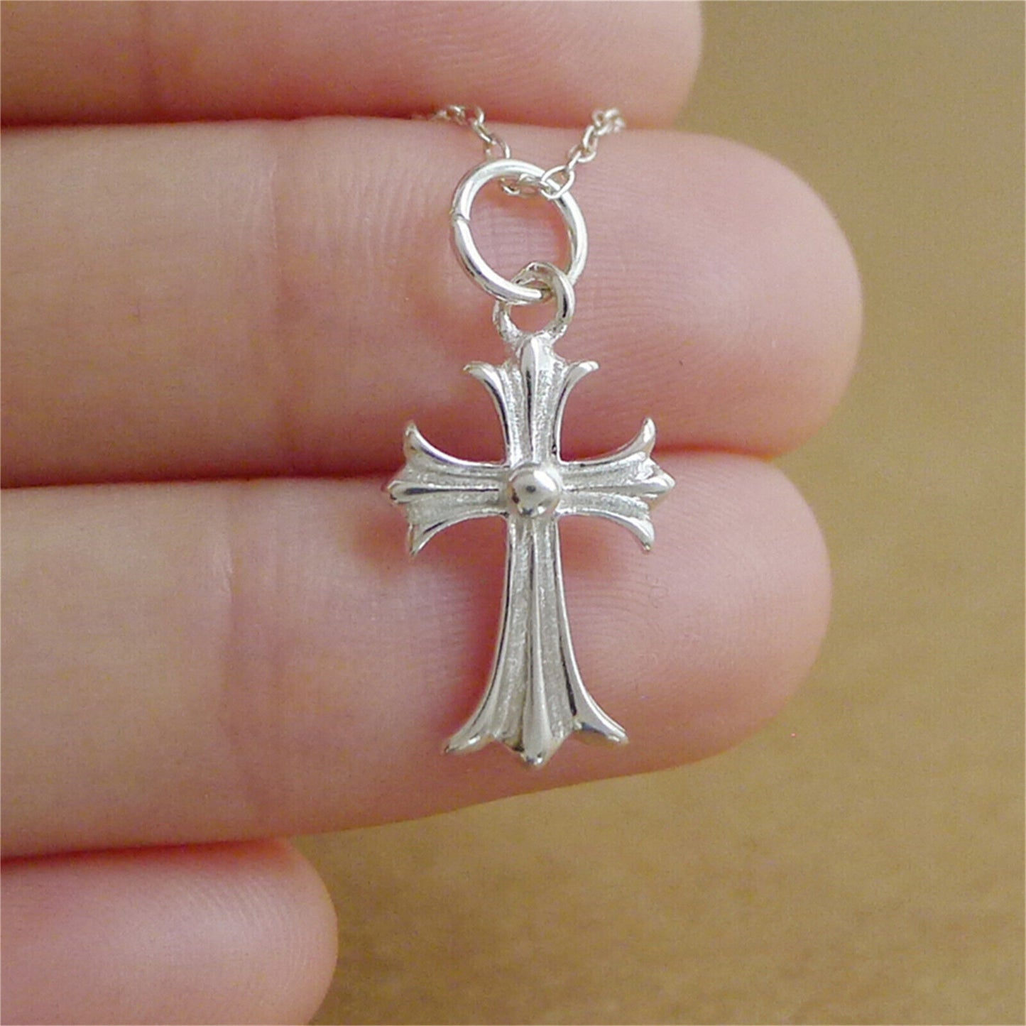 Sterling Silver Fleur De Lis Cross Charm Pendant 10*15mm 7*7mm
