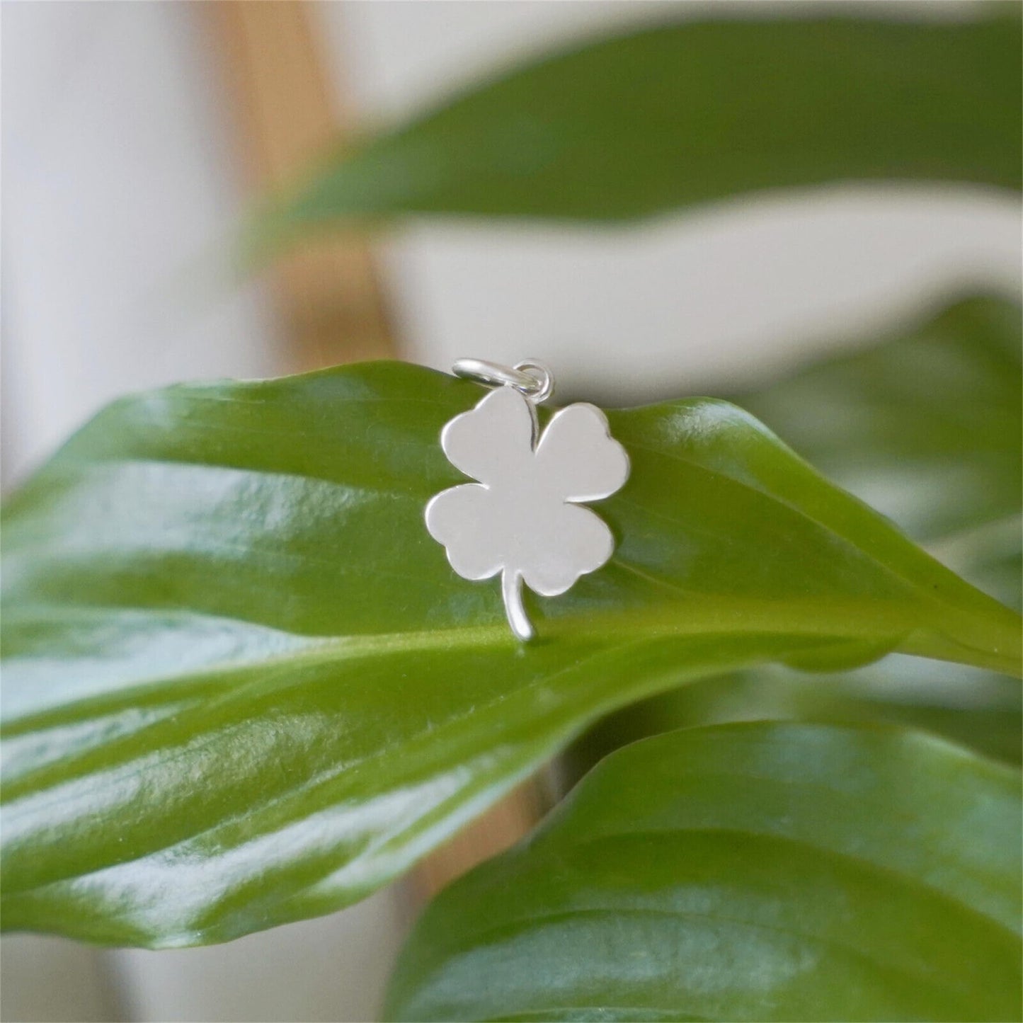 Sterling Silver Lucky Four Leaf Clover Pendant Charm For Necklace Bracelet