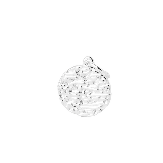 Sterling Silver Reversible Double Sided 12mm Textured Disc Circle Charm Pendant - sugarkittenlondon