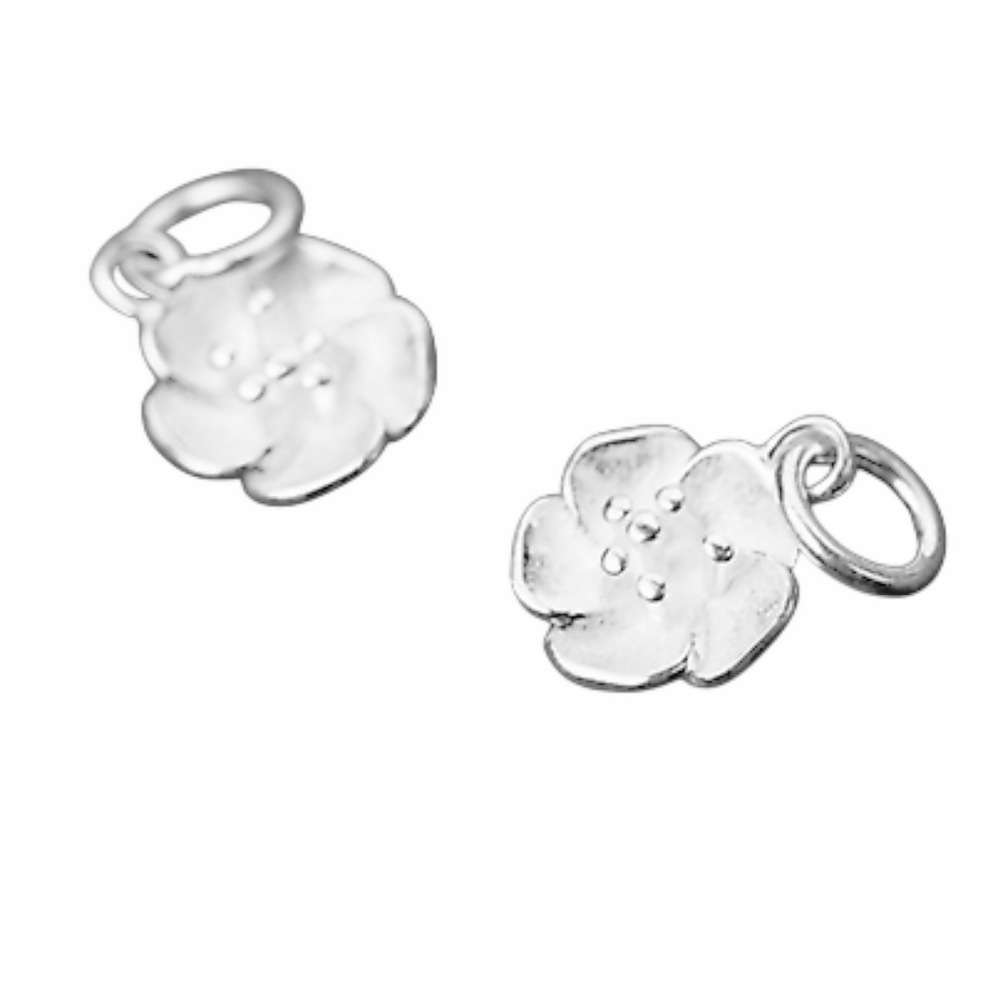 Sterling Silver Flower Pendants with Cherry Blossom Design Set of 2