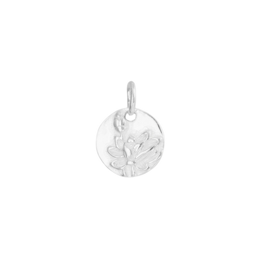 Sterling Silver Round Lotus Circle Pendant – Yoga Zen Namaste Charm for Necklace & Bracelet