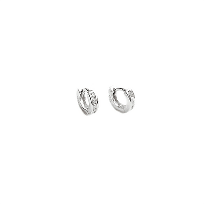 Sterling Silver Channel-Set CZ Huggie Hoop Earrings 5mm - sugarkittenlondon