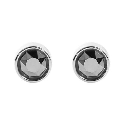 925 Sterling Silver CZ Stud Earrings with Round Bezel Setting in Clear or Black