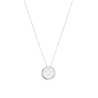 Sterling Silver Button Necklace with Sewing Button Disc Charm in 3 Tones - sugarkittenlondon