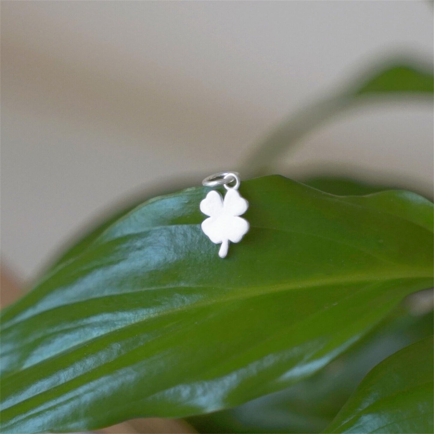 Sterling Silver Lucky Four Leaf Clover Pendant Charm For Necklace Bracelet