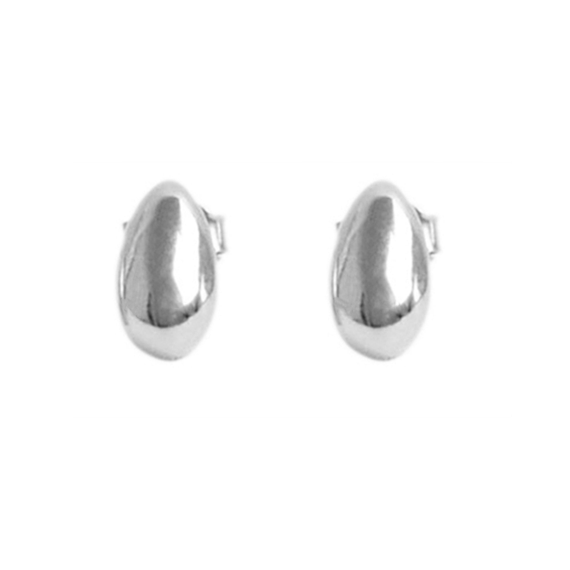 Sterling Silver Shiny Dome Waterdrop Pear Teardrop Stud Earrings - 2 Tones - sugarkittenlondon