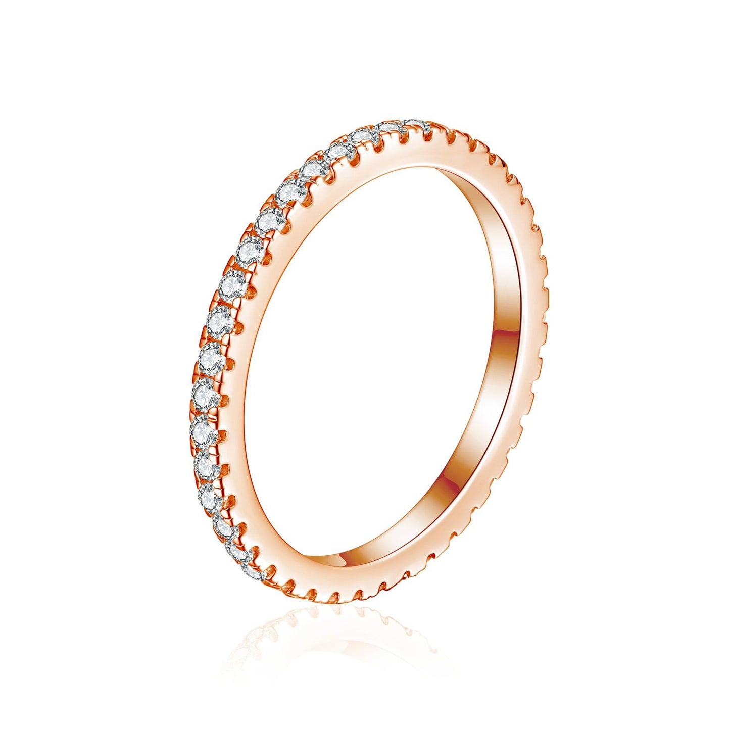 CZ Stacking Eternity Band in rose gold with stones set around the top edge