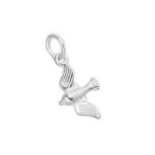 Sterling Silver Solid 3D Flying Bird Pendant Charm