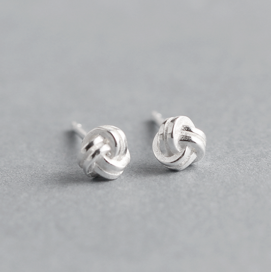 Sterling Silver 4.5mm Double Knot Twisted Wire Love Knot Post Stud Earrings