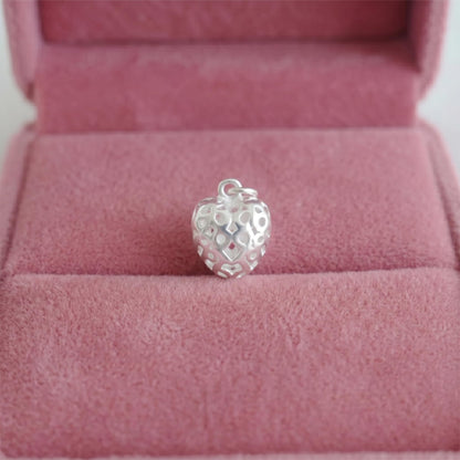 Sterling Silver Heart Charm Pendant with Polished Cut-Out Design