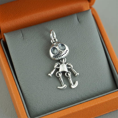 Sterling Silver Oxidised Movable Ghost Face Halloween Pendant