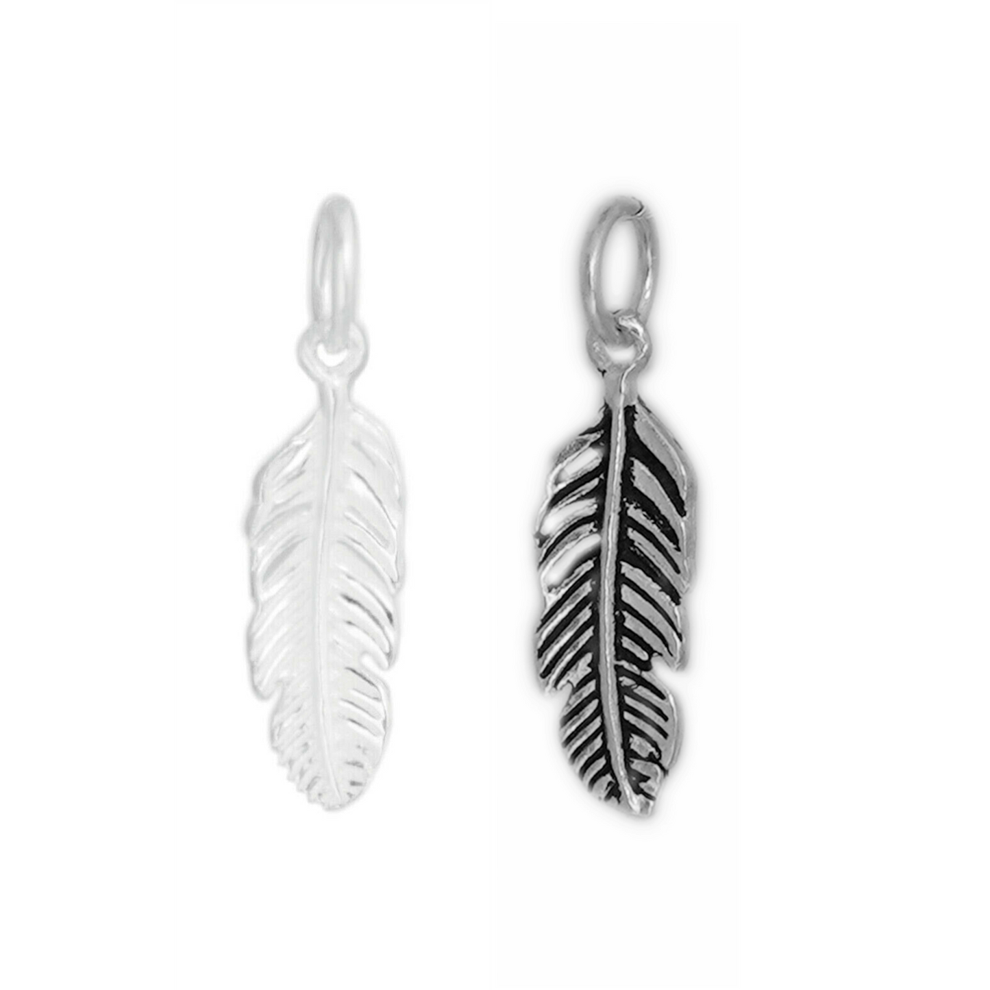 925 Sterling Silver Leaf Pendant with Feather and Angel Wing Charms - sugarkittenlondon