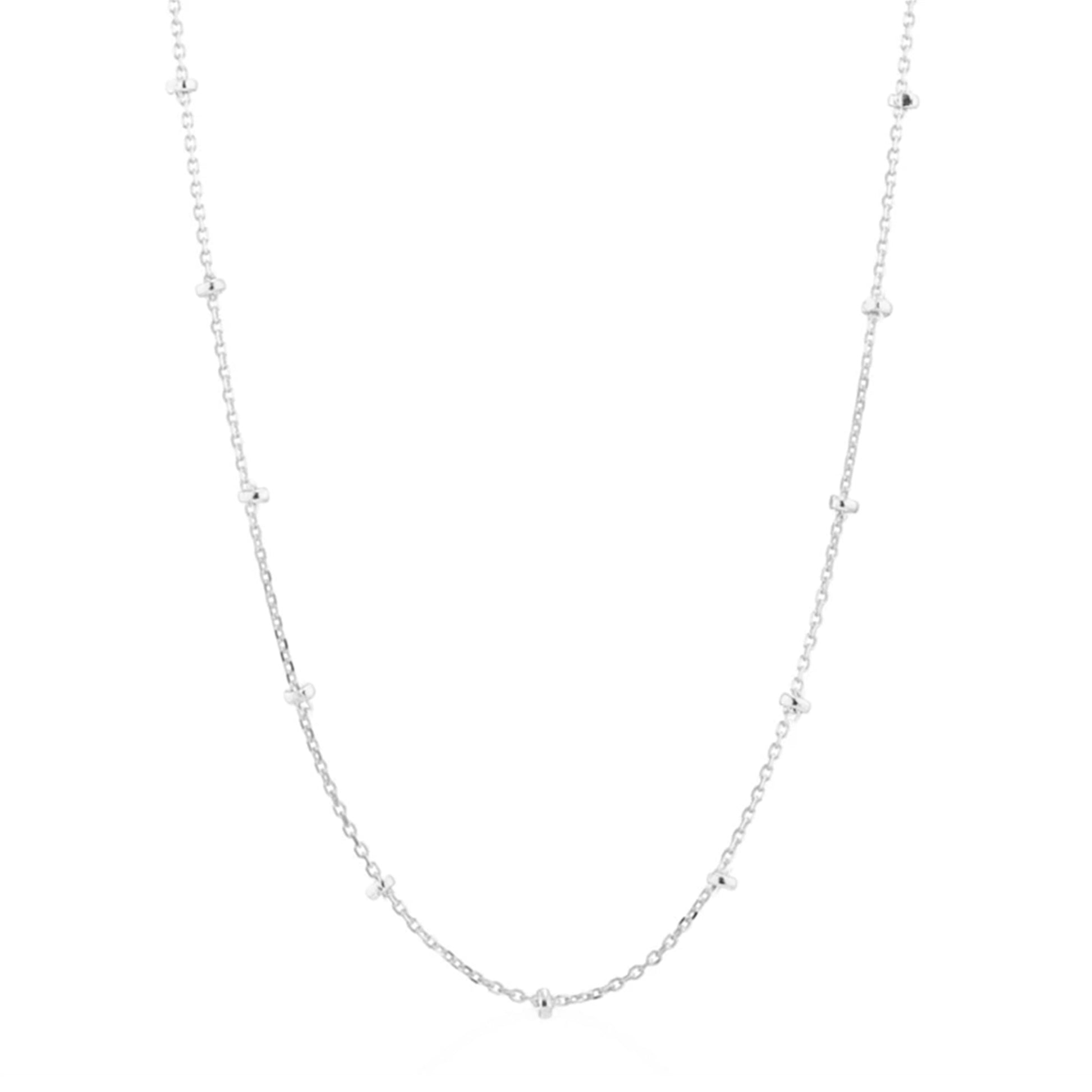 3-Tone Sterling Silver Saturn Chain Choker Necklace 1mm Flat Beaded Satellite Choker Chain - sugarkittenlondon