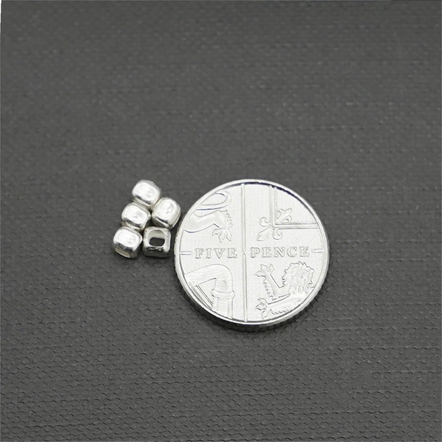 Sterling Silver 3mm Cube Spacer Beads 2mm Hole for DIY Bracelet Necklace - 5 Pcs