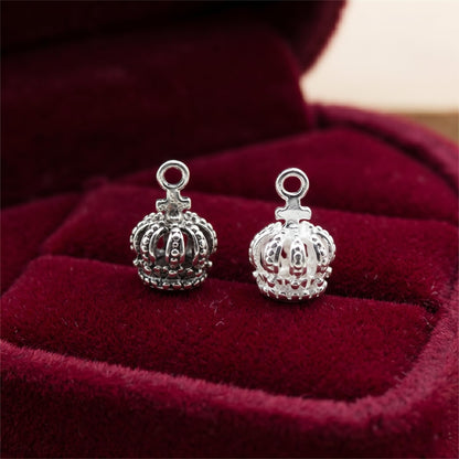 Sterling Silver Mini Crown with Cross Charm Silver / Oxidised Black Silver