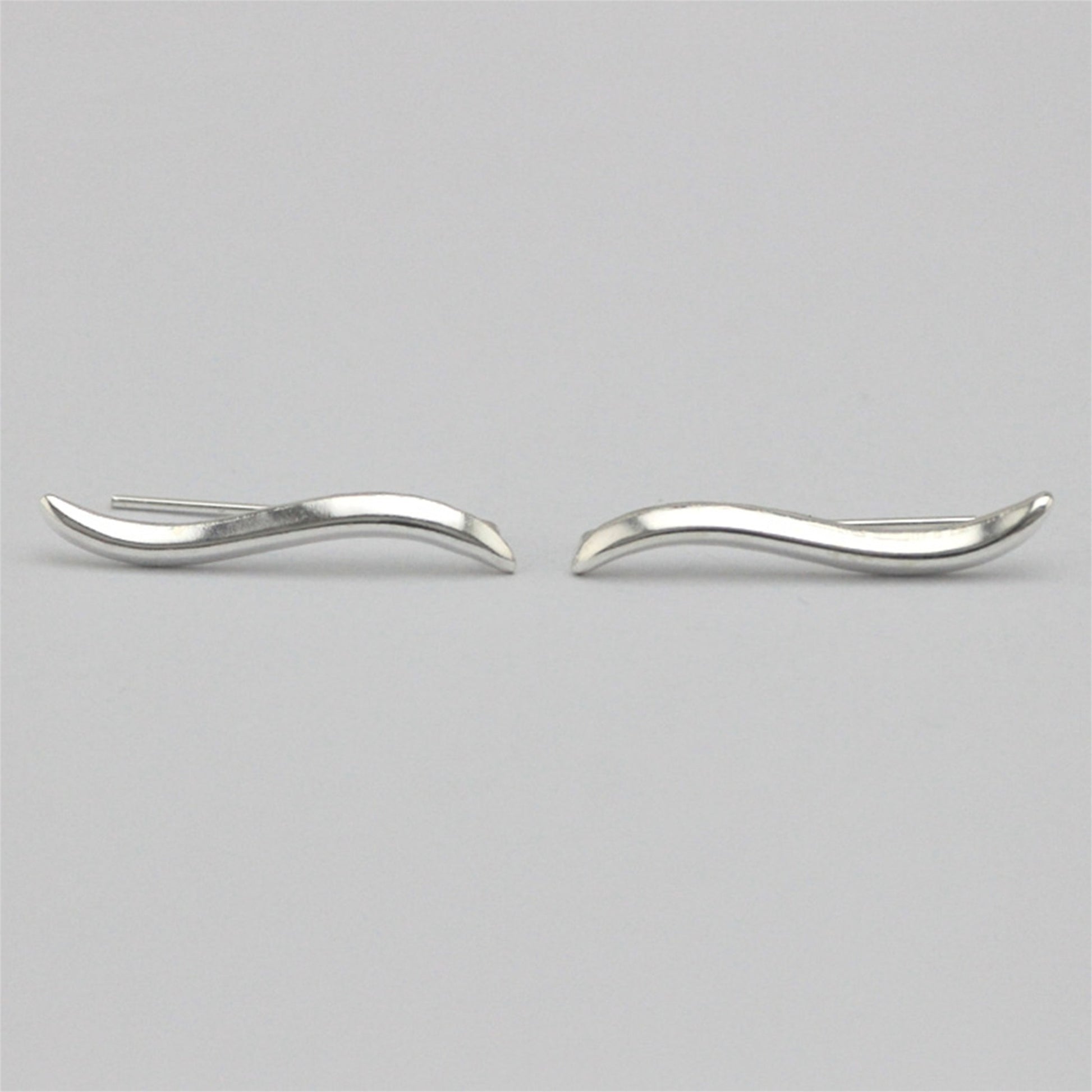 Sterling Silver Wavy Vine Line Cuff Climber Crawler Earrings - sugarkittenlondon