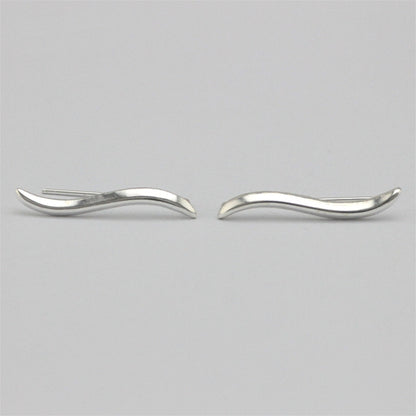 Sterling Silver Wavy Vine Line Cuff Climber Crawler Earrings - sugarkittenlondon