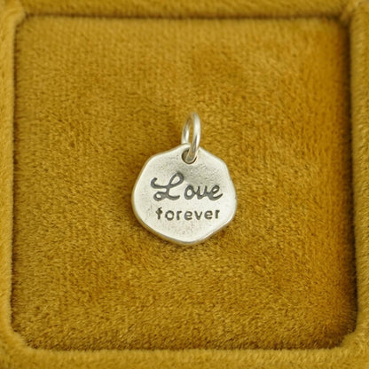 Sterling Silver Solid Hexagon Love Forever Tag Charm Pendant