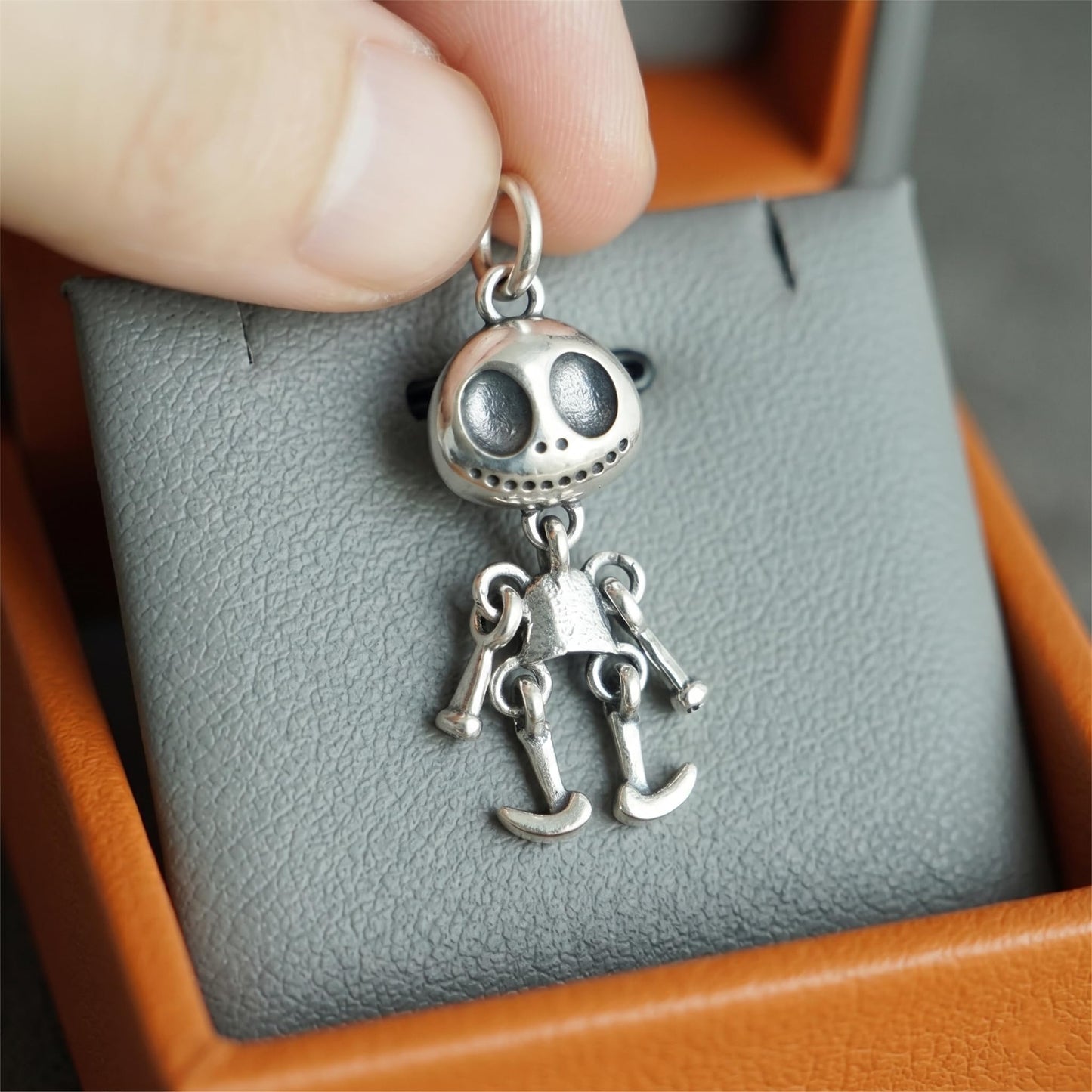 Sterling Silver Oxidised Movable Ghost Face Halloween Pendant