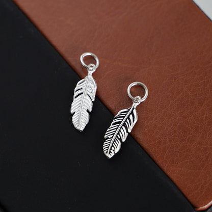 925 Sterling Silver Leaf Pendant with Feather and Angel Wing Charms - sugarkittenlondon