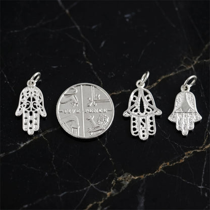 Sterling Silver Hamsa Hand of Fatima Necklace Bracelet Charm Pendant