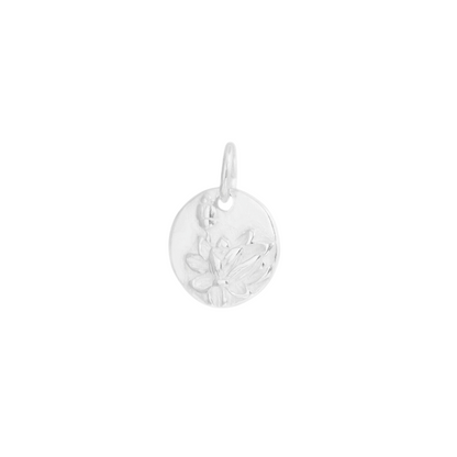 Sterling Silver Round Lotus Circle Pendant – Yoga Zen Namaste Charm for Necklace & Bracelet