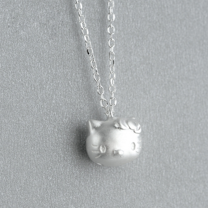 Sterling Silver Hello Kitty Necklace with Jingle Bell Charm - sugarkittenlondon